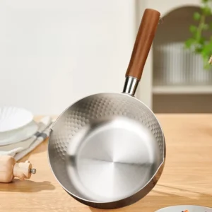 18-10 Stainless Steel Solid Wood Handle Household Uncoated Soup Pot Baby Food Pot Japanese Noodles Cook Pot