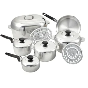 USA Heavy Duty 13-Piece Cast Aluminum Cajun Cookware Set, Silver