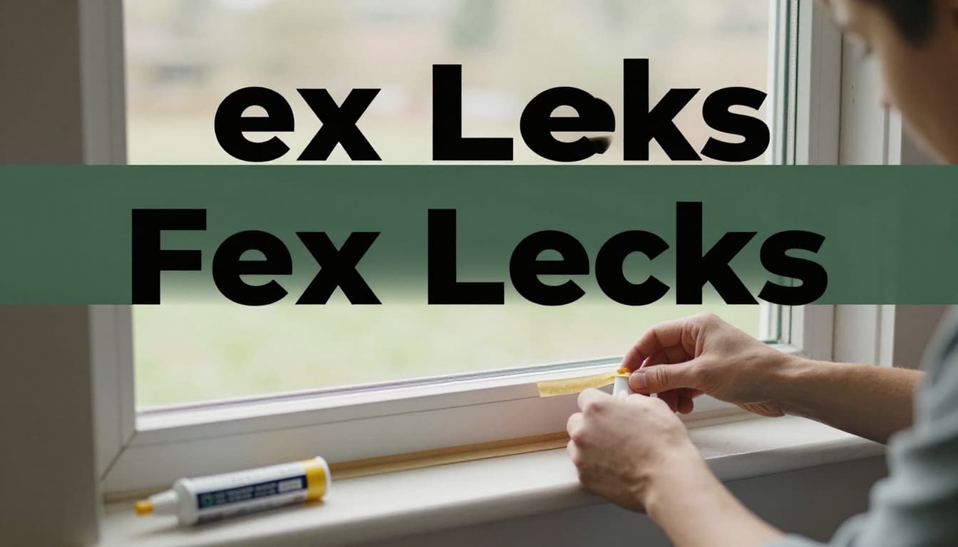 In a cozy living room, a person uses their hand to detect air drafts from a leaky window and applies weatherstripping nearby, with caulk tools on the sill, in a medium shot under natural indoor light.
