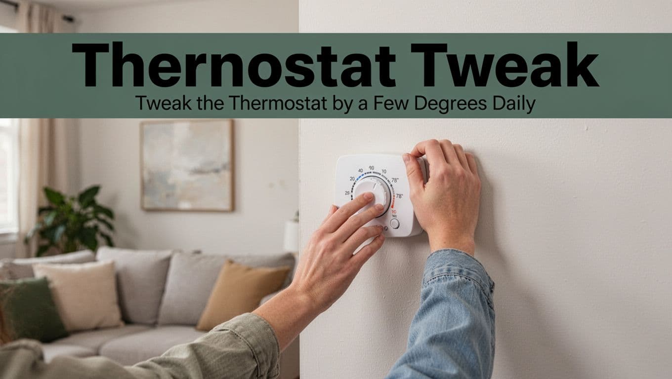 Person adjusting wall thermostat dial to 78 degrees in comfortable living room, casual clothing, simple decor, soft lighting, realistic photo.